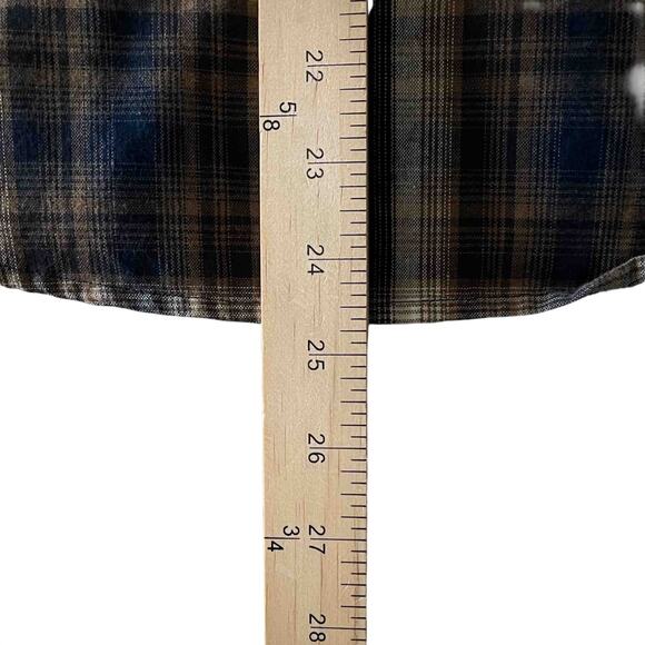 Ariat Men's Retro Fit Pearl Snap Western Shirt Brown Blue Plaid Cotton Size M - Picture 9 of 9